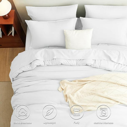CozyLux King Comforter Set White, 7 Pieces Bed in a Bag Soft Bedding Comforter Set with Sheets, All Season Boho 7PC Bed Sets with Comforter, Fitted Sheets, Flat Sheets, Pillow Shams and Pillowcases