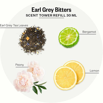 Apotheke Scent Tower Aromatherapy Diffuser Fragrance Refill, Earl Grey Bitters (30 ml) - Long-Lasting Perfume-Grade Essential Oil for Clean & Fresh Home, Office, Hotel & Large Rooms