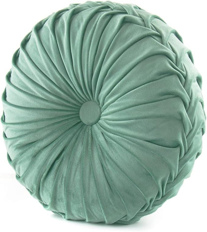 S_SSOY Round Throw Pillow for Couch Decorative 13"X13" Pumpkin Round Velvet Cushion for Sofa Bed Chair Floor Car Decorative (Light Green)
