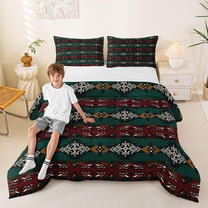 Erosebridal Western Boho Queen Comforter Set, Aztec Quilt, Ethnic Tribal Arrow Bedding Set, Southwestern Decor