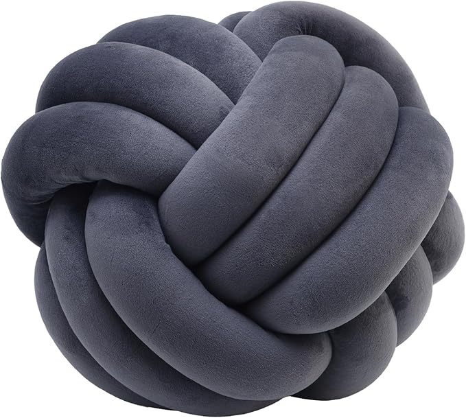 Petrella Knot Pillow Throw Pillows Ball Round Cute Throw Pillows Home Decor Cushion Decorative Aesthetic Spandex,Dark Gray 13inch