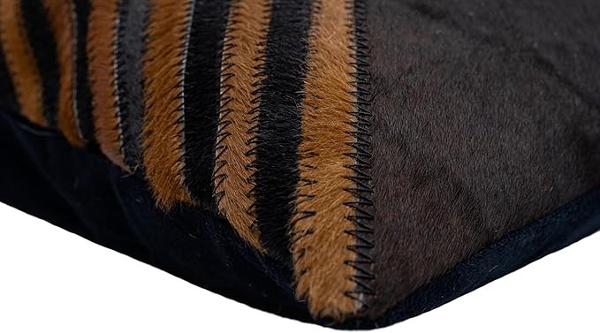CANVELLO Genuine Cowhide Leather Decorative Throw Pillows - Handmade Patchwork Accent Pillows for Sofa, Couch, Chair - Southwestern Feather Down Insert Included (Rectangular (16"x24"))
