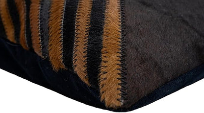 CANVELLO Genuine Cowhide Leather Decorative Throw Pillows - Handmade Patchwork Accent Pillows for Sofa, Couch, Chair - Southwestern Feather Down Insert Included (Rectangular (16"x24"))