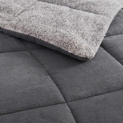 Eddie Bauer - King Comforter Set, Microsuede Bedding with Soft Sherpa Reverse, 3 Piece Bed Set with Matching Pillowcases (Sherwood Grey)