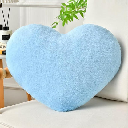 Heart Pillow Blue Throw Pillows Decorative Pillows for Bed Couch Cute Faux Rabbit Fur Small Pillow for Women Valentine Anniversary Fall Halloween Christmas Home Decor (Medium, 20"x15")