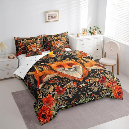 Feelyou Sun Moon Bed in a Bag with Comforter, Full Size 7Pcs Boho Exotic Fox Bedding Set with Comforter, Astrology Space Comforter Women Men Teens Ultra Soft Decor Bohemian Wild Animals Room Decor