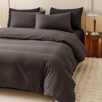 CLOTHKNOW Dark Brown Queen Comforter Set 3Pcs Coffee Bedding Comforter Sets Brown Queen Comforter Men Women Comforter with 2 x Pillow Cases