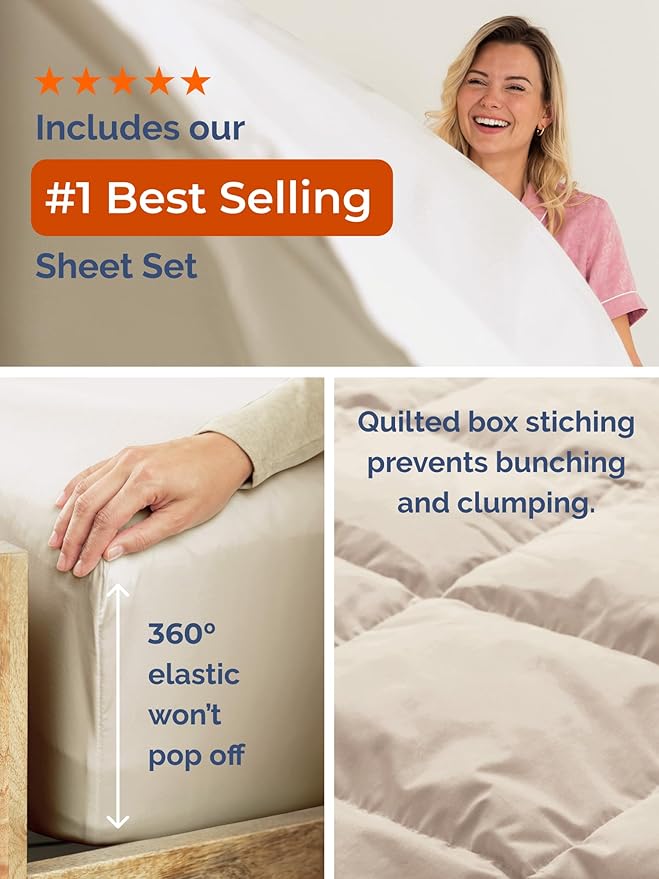 King Comforter Set - 5 Piece Bed in a Bag King Size Bed Set - Down Alternative Comforter, Flat Sheet, Fitted Sheet, Pillowcase & Shams for All Seasons - Ultra Soft, Cozy, Comfy and Breathable - Wheat