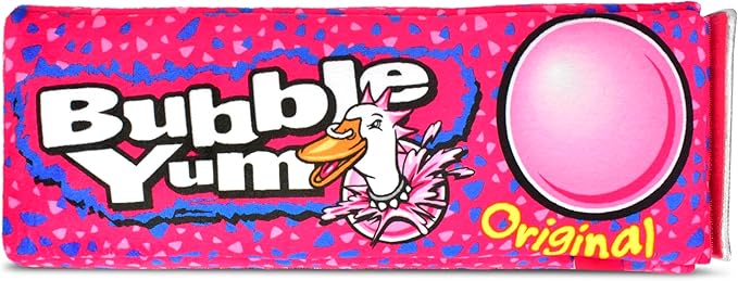 iscream Bubble Yum Package 17" x 6" Pillow Set with Three Bubblegum Pieces in Plush Wrappers