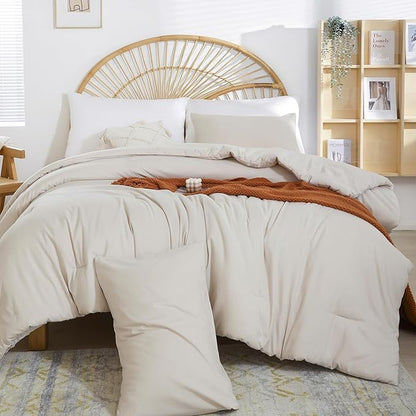 weigelia Beige Comforter Set Twin Boho Cream Twin Comforter with 1 Pillowcases - Soft Lightweight Cozy Bedding Set for All Season - Beige Comforter Twin Size for Women Teens Kids