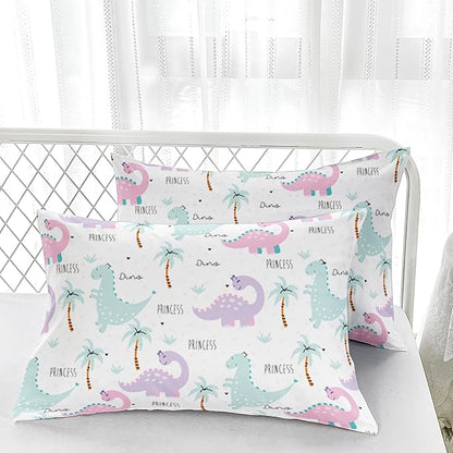 Cartoon Dinosaur Comforter Sets Bedding Sets for Kids,Pink Violet Dinos Comforter Sets Twin Size，All Season 1 Comforter and 2 Pillowcases