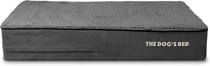 The Dog’s Bed Orthopedic Memory Foam Dog Bed Mattress, Plush Fabric, Grey Plush, L, 6-Inch