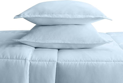 SERTA Simply Clean Ultra Soft Hypoallergenic Solid 3 Piece Comforter Set, King, Light Blue