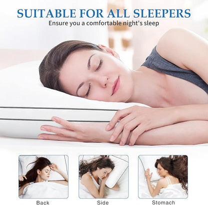 DolceLuna Pillows King Size Set of 2, Bed Pillow 2 Pack for Side & Back Sleepers, Hotel Quality Down Alternative Gusseted King Pillow for Sleeping, Soft and Supportive, White