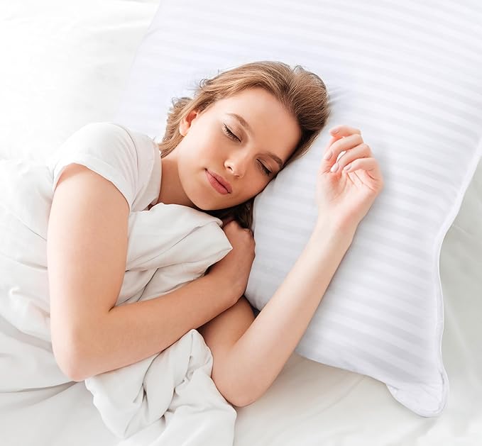 Utopia Bedding Bed Pillows for Sleeping European Size (White), Set of 2, Down Alternative Pillow for Sleeping, Cooling Hotel Quality Pillow Set for Back, Stomach or Side Sleepers