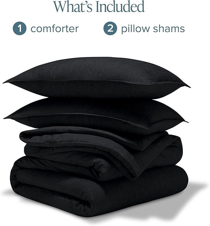 Bare Home Comforter Set - Queen Size - Ultra-Soft - Goose Down Alternative - Premium 1800 Series - All Season Warmth Comforter (Queen, Heathered Black)