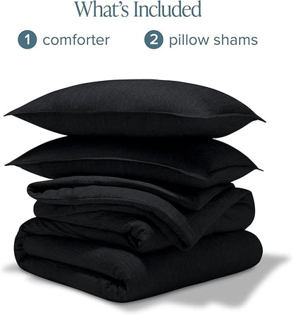 Bare Home Comforter Set - Oversized King - Ultra-Soft - Goose Down Alternative - Premium 1800 Series - All Season Warmth Comforter (Oversized King, Heathered Black)