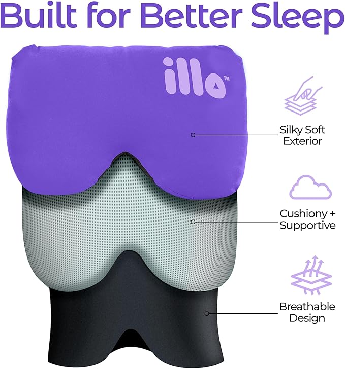 illo Wearable Pillow Sleep Mask | Soft Mulberry Silk Blackout Women Sleeping Eye Mask | Best for Her Home Bed Work Camping Airplane | Great Birthday Gift for Mom Sister Grandma Girlfriend & Teacher