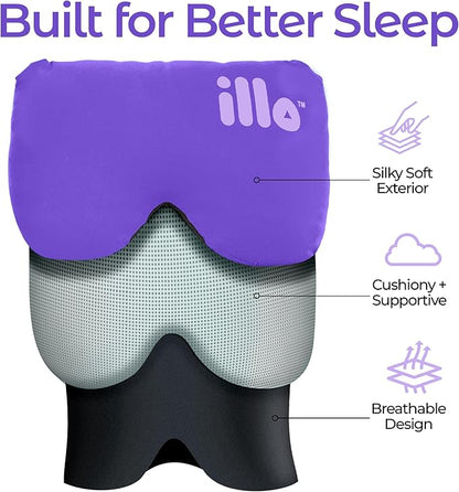 illo Wearable Pillow Sleep Mask | Soft Mulberry Silk Blackout Women Sleeping Eye Mask | Best for Her Home Bed Work Camping Airplane | Great Birthday Gift for Mom Sister Grandma Girlfriend & Teacher