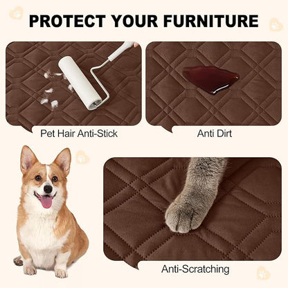 Smiry Reversible Waterproof Couch Covers for Sofa, Washable Dogs Pet Couch Covers for 3 Cushion Sofa Pet Friendly, Water Resistant Furniture Protector Slipcover, Geometric (40"x50", Brown/Chocolate)