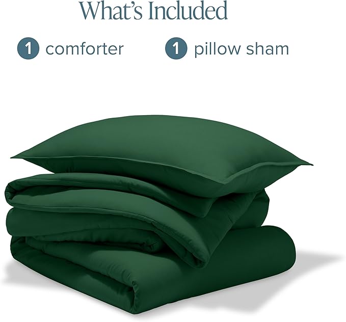 Bare Home Comforter Set - Twin/Twin Extra Long - Ultra-Soft - Goose Down Alternative - Premium 1800 Series - All Season Warmth Comforter (Twin/Twin XL, Forest Green)