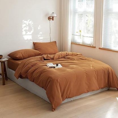 Luxlovery Pumpkin Color Comforter Set Twin Burnt Orange Bedding Set Solid Color Rust Soft Breathable Blanket Quilts Dusty Terracotta Comforter Set with 2 Pillowcases for Kids Teens