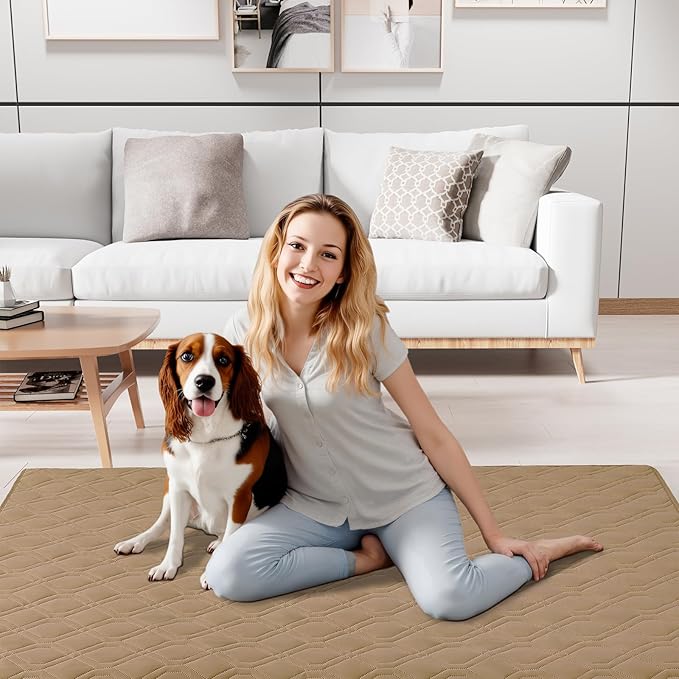 Smiry Reversible Waterproof Couch Covers for Sofa, Washable Dogs Pet Couch Covers for 3 Cushion Sofa Pet Friendly, Water Resistant Furniture Protector Slipcover, Geometric (30"x70", Camel/Beige)