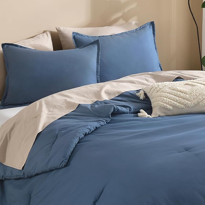 Litanika Comforters Twin XL Size Haze Blue, 2 Pieces Lightweight Solid Bedding Set & Collections, All Season Fluffy Bed Set (68x92 Inches Comforter & 1 Pillowcase)