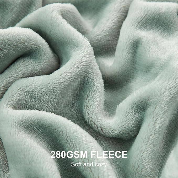 Hansleep Fleece Celadon Throw Blanket, Super Soft Flannel Fuzzy Plush Cozy Blanket for All Seasons, Celadon, Throw 50x60 Inches