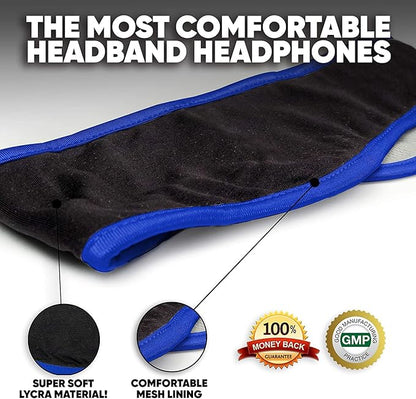 CozyPhones Sleep Headphones - Over Ear Headphones from Ultra Thin Cool Mesh Wired for Side Sleepers, Meditation, Running, Laptop, and Phone - Blue