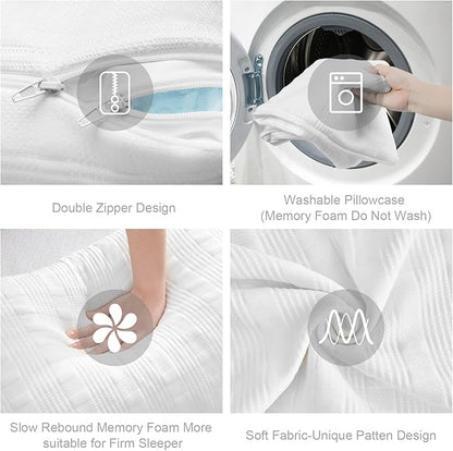 Meoflaw Cooling Pillows for Sleeping Standard Size Set of 2,Shredded Memory Foam Bed Pillow,Adjustable Loft Standard Pillow for Side & Back Sleeper-Medium Firm