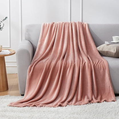 Hansleep Fleece Dusty Pink Throw XL Blanket, Super Soft Flannel Fuzzy Plush Cozy Blanket for All Seasons, Dusty Pink, Throw XL 50x70 Inches