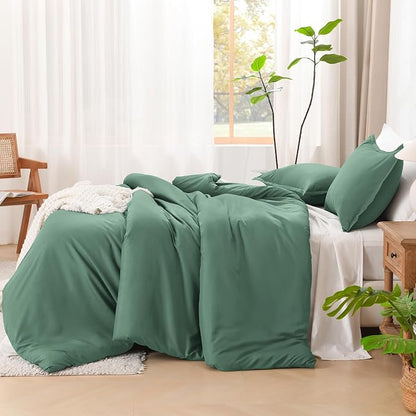Litanika Comforters Twin/Twin XL Size Haze Green, 2 Pieces Lightweight Solid Bedding Set & Collections, All Season Fluffy Bed Set (66x90 Inches Comforter & 1 Pillowcase)