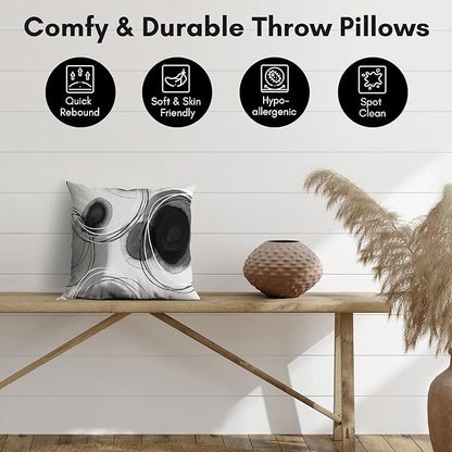 Americanflat 14x14 Throw Pillow with Premium Polyester - Decorative Pillows for Home Decor - Stylish Pillows for Couches, Bedrooms and Chairs - Black and White