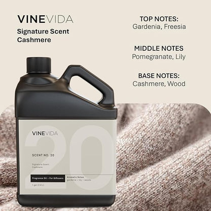 VINEVIDA [128 Fl Oz] Cashmere Fragrance Oil for Cold Air Diffusers, Essential Oils for Diffuser Oil Refill & Air Freshener Room Spray