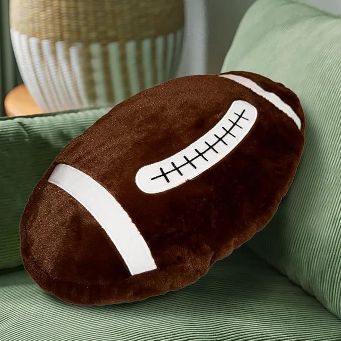Football Pillow,Stuffed Football Throw Pillow,Cute Football Plush for Football Fans Creative Room Decor,Fluffy Durable Football Plushies Gift for Kids Party Birthday Decor(15.7 Inches)