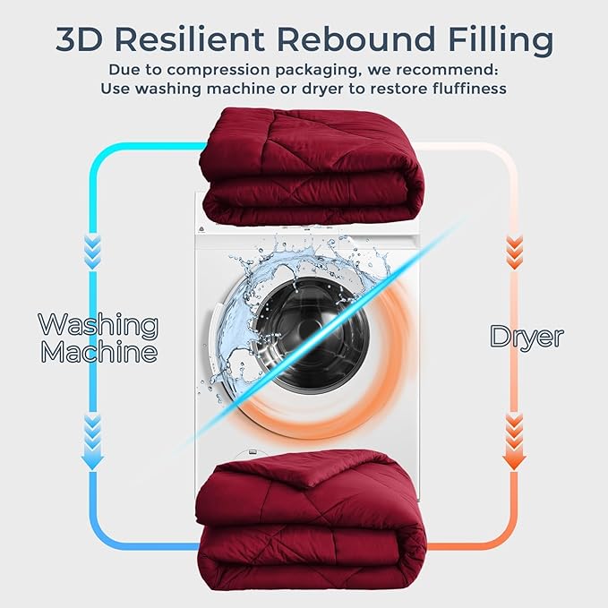 HEVUMYI Red Cali-King Comforter Set - 7-Piece All Season Bed in a Bag Cali-King, Ultra Soft Bedding Set with Comforter, Flat Sheet, Fitted Sheet, Pillowcases, Pillow Shams