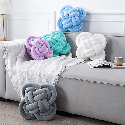 Xiashrk Knot Pillow, Decorative Throw Pillows with Soft Plush for Couch, 12" Knotted Pillows Light Blue Dorm Room Decor Knot Pillow Ball Decorative Cushion for Bed Living Room
