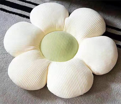 Flower-Shaped Cute Pillow, Flower Cushion, Reading Pillow and Leisure and Comfortable Pillow, Car Cushion (Beige/Green, 60cm*60cm)