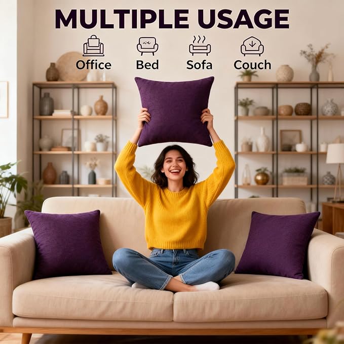 Decorative Couch Pillow Covers SofaThrow pillows with inserts included Bohemian-Style Country Cushion Cover Suitable for Beds, Sofas, Living Rooms, and Home Decor 2pack 18X18 inch. (Purple #P3-20)
