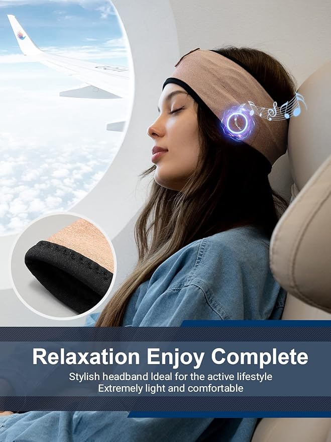 Lullaband Sports Headband Headphones Wide Stretchy Non-Slip Moisture Desert Color Wicking Sweat Sleep Headbands for Men Women Sleeping Running Fitness Yoga Cycling