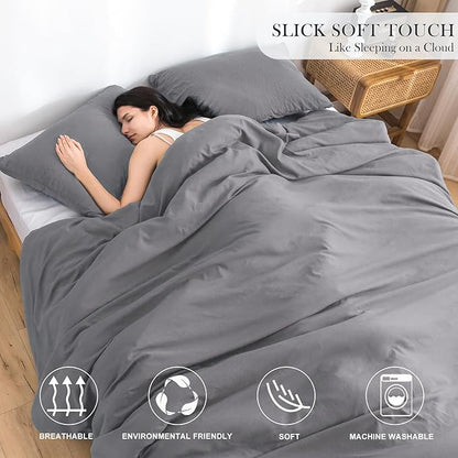 COTTEBED Ultra-Soft Comforter Sets Twin Size Signal Bed, Dark Grey 1 Down Comforter 1 Pillowsham for Twin XL Kids College Dorm Bedding, Lightweight All Seasons Fluffy Washed Cotton (Twin/Twin XL,Gray)