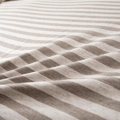 Full Size Bedding Comforter Set for Women,Men Breathable Cotton Comforter for Bed 3 Pieces Comforter Set with Coffee Striped Pattern, 2 Pillow Cases, 80''x90''