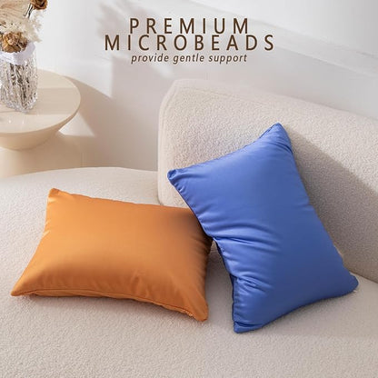 Microbead Throw Pillow Bedding Neck Pillows with Removable Cover, 16" x 12" Bed and Couch Decorative Pillow for Home Sofa Bedroom Fun Colors Support. Silky, Comfortable (BlackBerry Color)