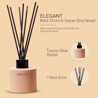 Nayce Luxury Reed Diffuser - Chianti Oud Orchard - Aromatherapy Essential Oil Diffuser Sticks - Hand-Poured in USA - Reed Diffusers for Home, Bathroom, Bedroom, Office Decor, Housewarming Gifts