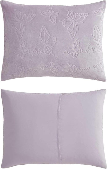 Betsey Johnson - Twin Comforter Set, Lightweight & Soft Plush Bedding with for Year Round Comfort, 2 Piece Bed Set with Matching Pillowcase (Butterfly Embossed Purple)