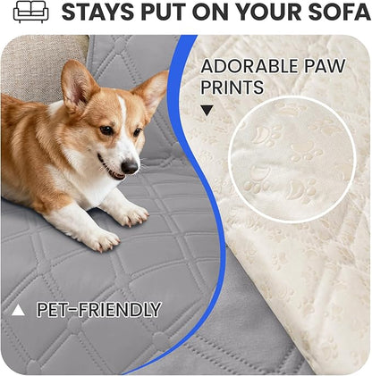 Waterproof Dog Blanket, Non-Slip Soft Pet Bed Cover, Couch Cover for Dogs Washable, Protects Sofa, Furniture, Crate, Car, Tear Resistant Leakproof Pet Blanket (40x50 Inch, Light Grey)