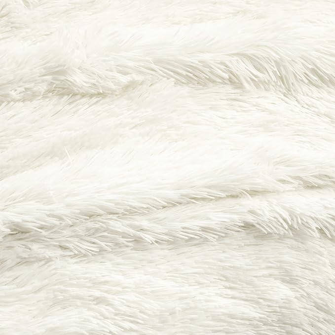 Lush Decor Emma Faux Fur Comforter 2 Piece Set Twin XL Ivory - Dorm Bedding Twin XL Comforter - Cream Comforters - College Dorm Essentials