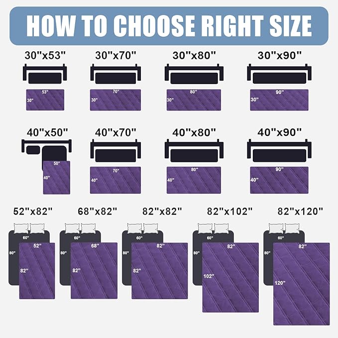 Smiry Waterproof Dog Bed Cover Pet Blanket, Soft Washable Dog Blanket for Furniture Bed Couch Sofa Reversible, Checkered (30"x53", Purple/Purple)