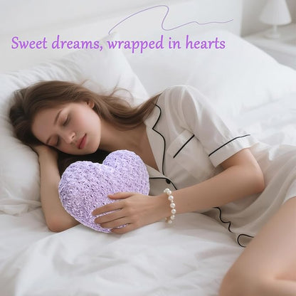 Heart Pillow Purple Throw Pillows, Soft and Fluffy Decorative Pillows for Bed Couch Chair, Cute Heart Shaped Room Decor for Valentine Anniversary Birthday Halloween Christmas (Medium, 20"x15")